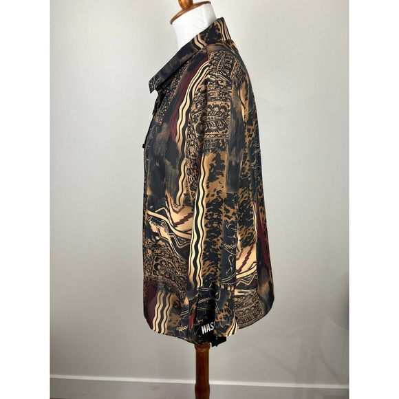 NWT‎ STUDIO I Women's Size 18 Patchwork Print Long Sleeve Button Up Shirt Top - Picture 10 of 13